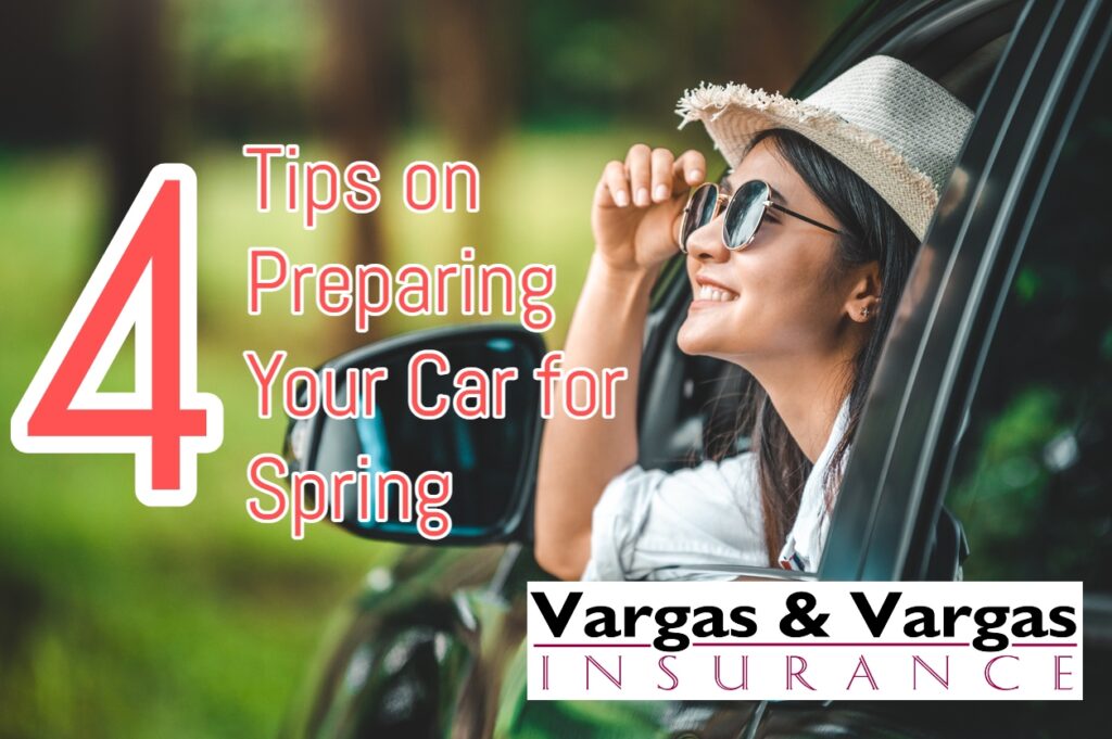 driver looking at the spring weather in a parked car